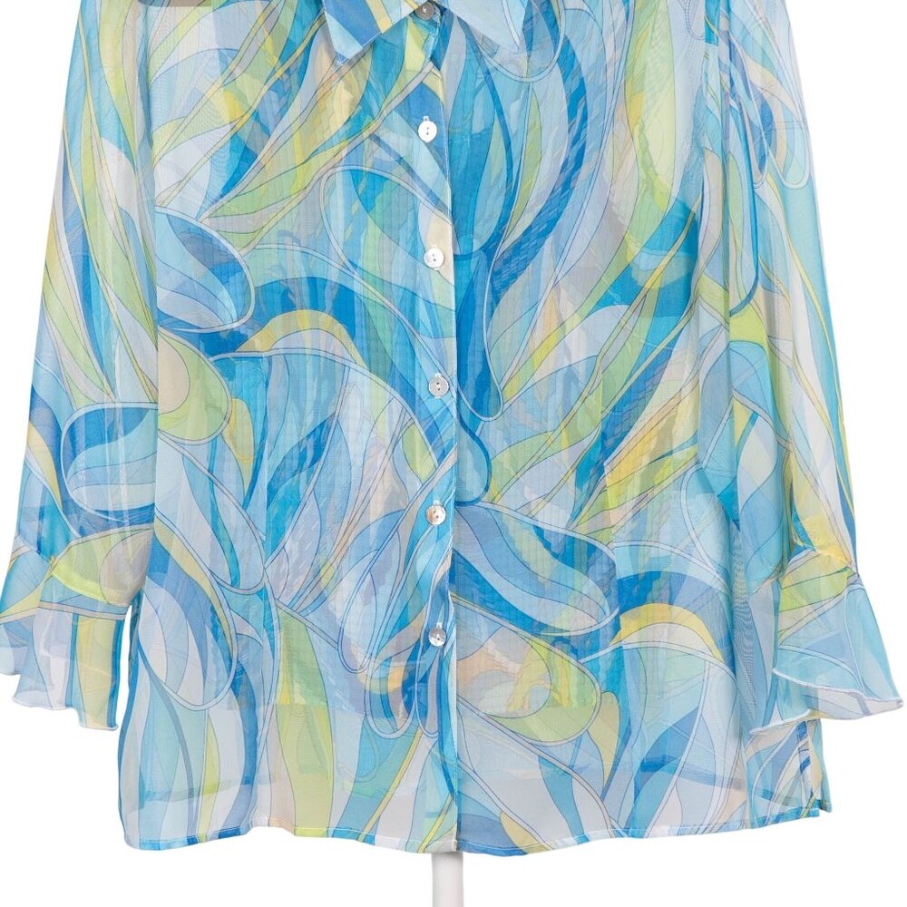 Sere Nade Y2K Sheer Blouse Tank Set XL Blue Green Abstract Swirl Boho Fairy - Picture 3 of 7